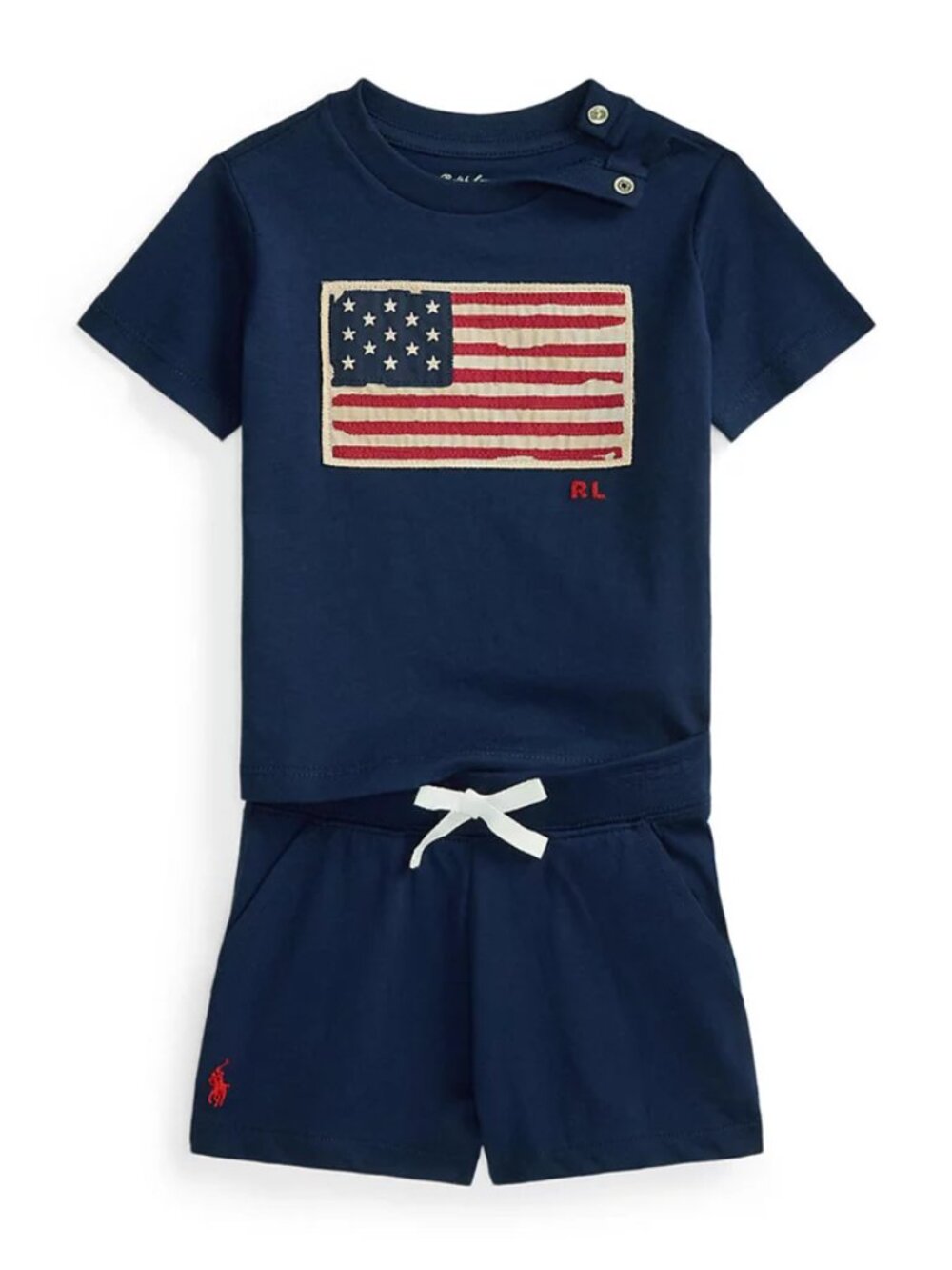 Ralph Lauren Childrenswear Baby Boys Flag Cotton Jersey Shirt & Short NWT